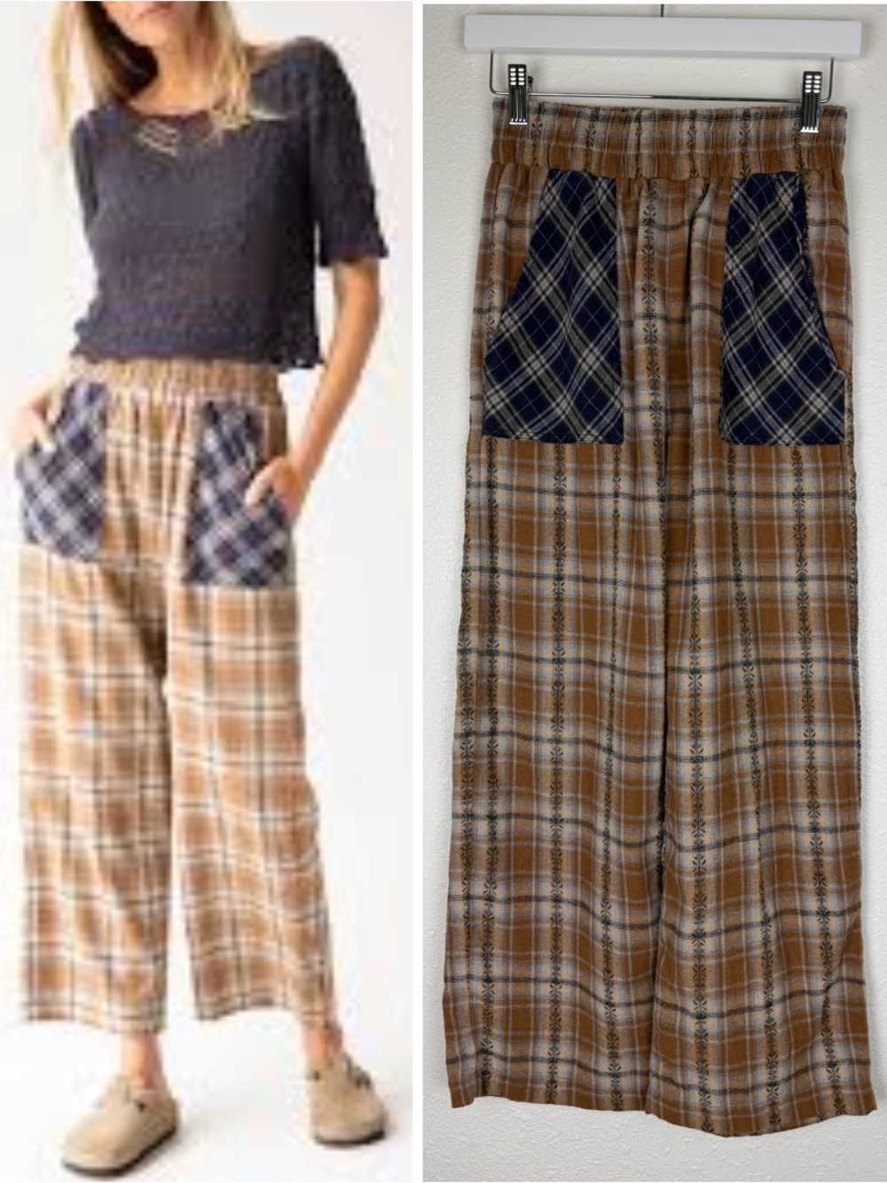 NATURAL LIFE Becket Flannel Plaid Patch Pocket Pants size Small - Picture 3 of 6